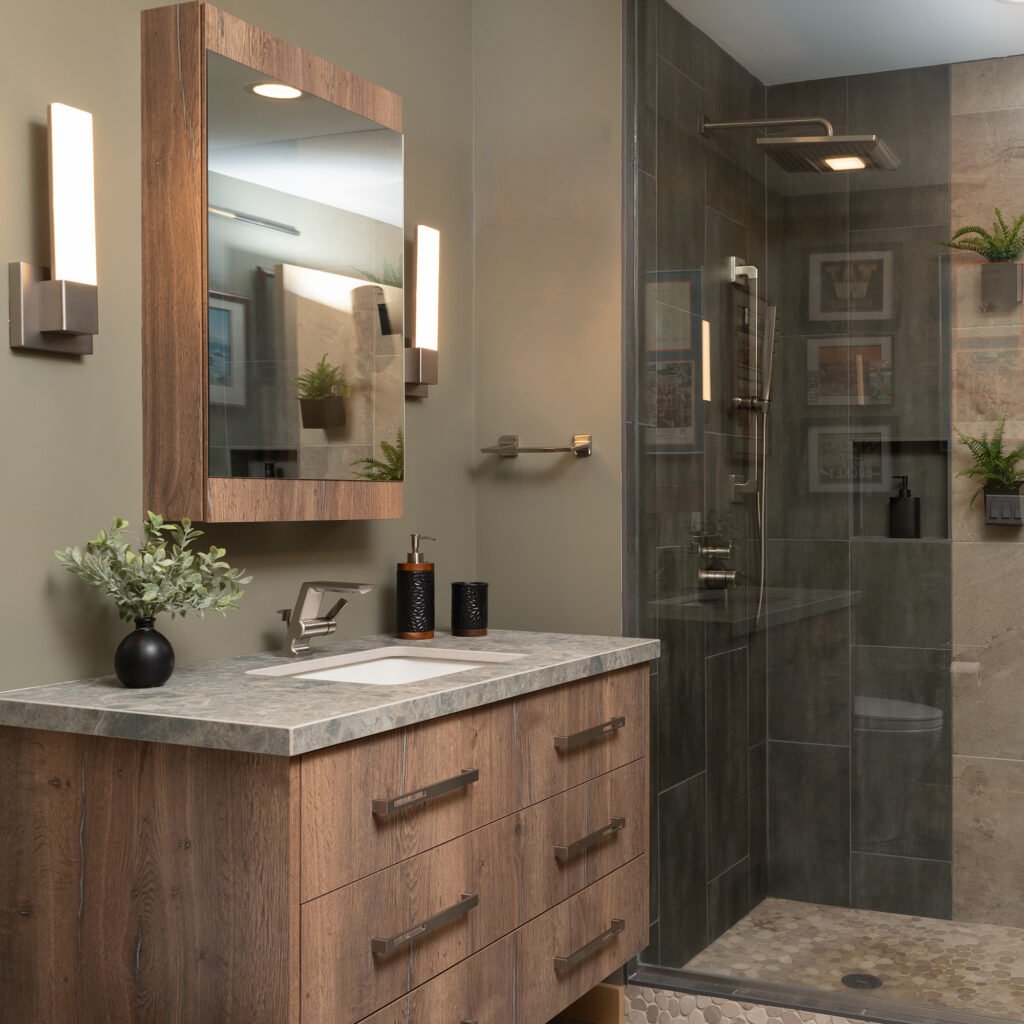 Zonavita Earthy Condo Bath, Cabinet in Pewter Halifax Oak