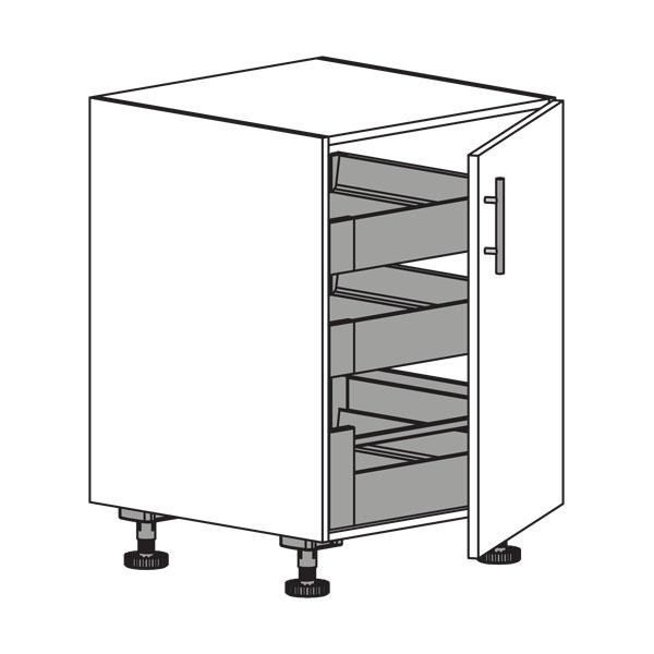 Base Cabinet, 1 Door, 1 Large & 2 Small Pull-Out Shelves