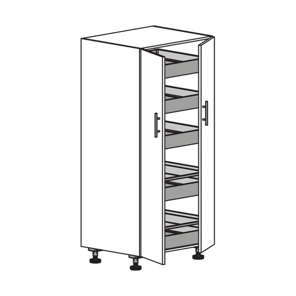 Tall 66 High Cabinet, 2 Doors, 2 Large & 3 Small Pull-Out Shelves