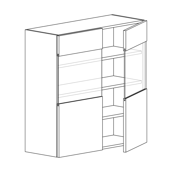 Wall Cabinets with 2 Large Glass Insert Doors