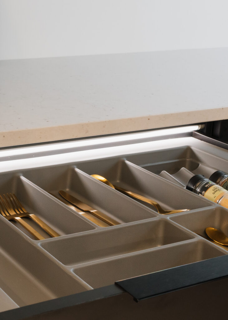 Drawer accessories, organizer for utensils. Drawer light