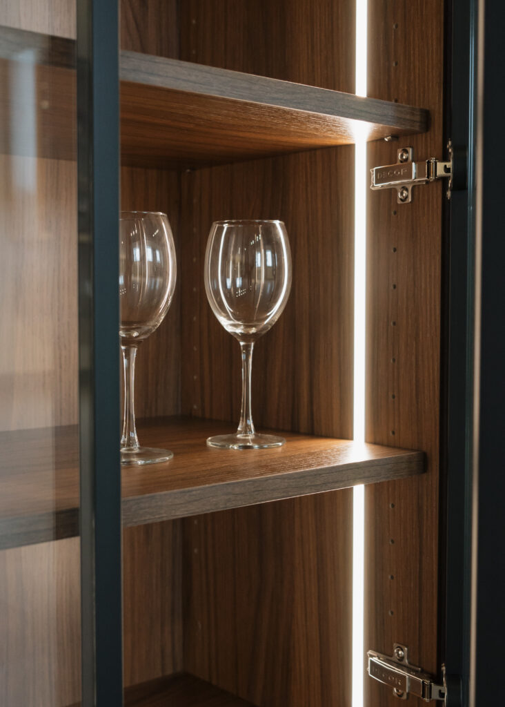 Open Zonavita cabinet door with integrated light