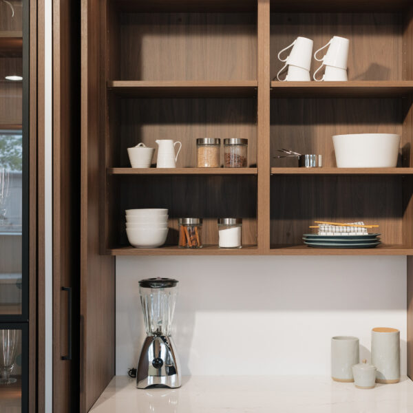 Brown and white kitchen
