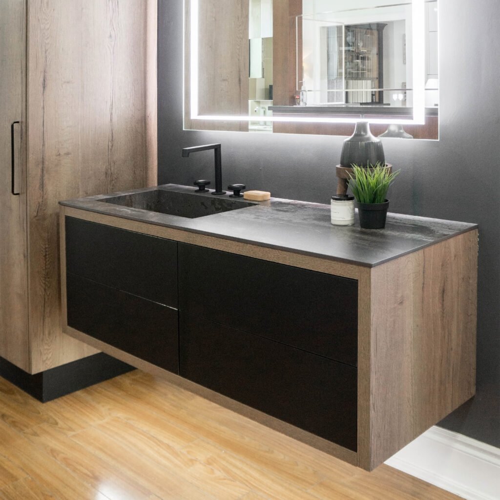 Vanity in Tobacco Halifax Oak material