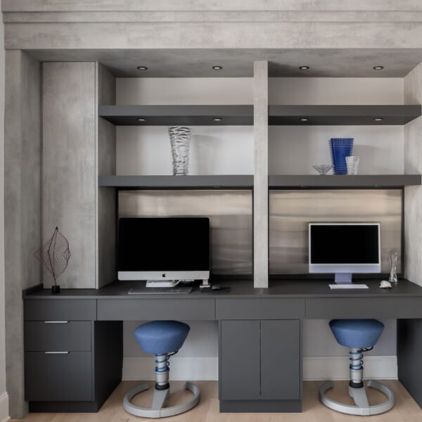 Contemporary Work Space in Cemento Grigio and Graphite Grey Matt