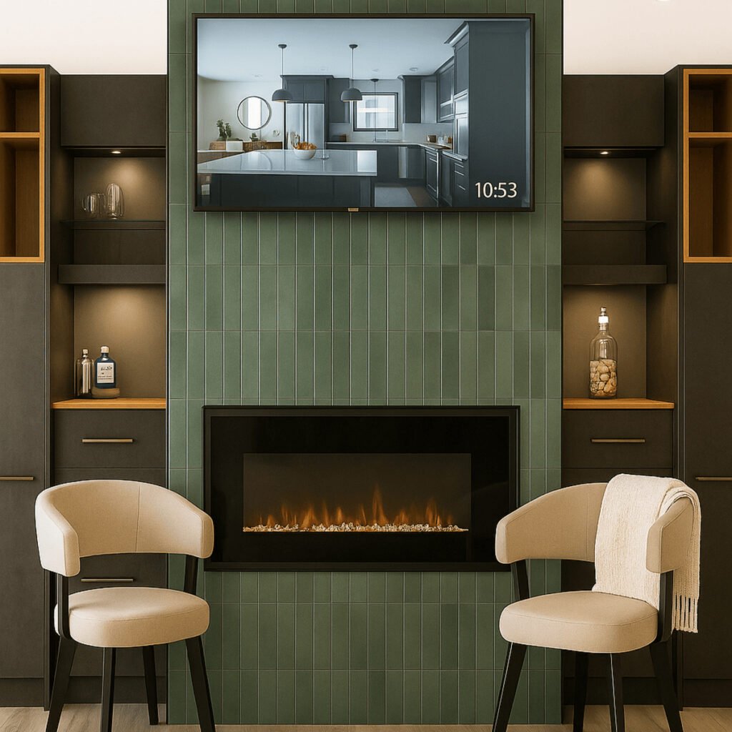 Fireplace in Zonavita Metal Slate Black Gold TFL